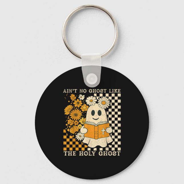 Ain't No Ghost Like Ghost Christian Floral Ghost H Key Ring (Front)