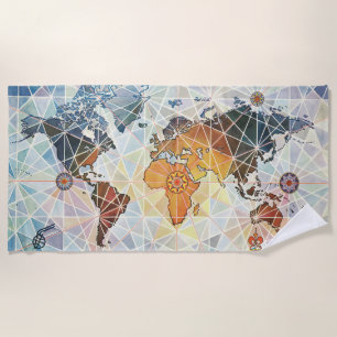 Air Afrique Map of the World Beach Towel