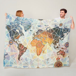 Air Afrique Map of the World Fleece Blanket