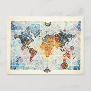 Air Afrique Map of the World Postcard