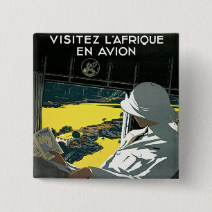 Air Afrique: Visitez L'Afrique en Avion 15 Cm Square Badge