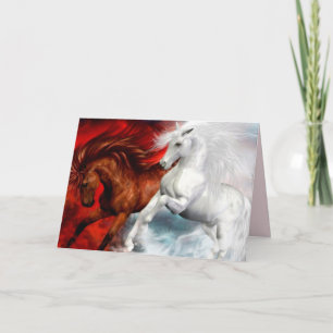 air and fire horses greeting card