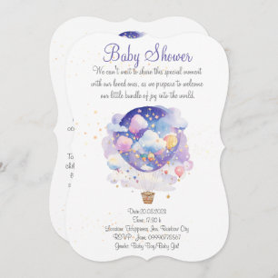Air balloon baby shower invitation. New Baby party Invitation