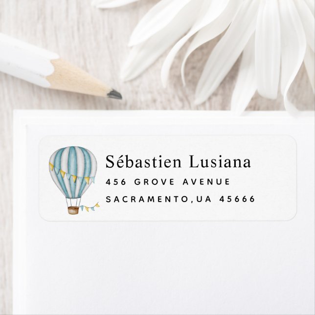 Air Balloon   Baby Shower Return Address Return Address Label (Insitu)
