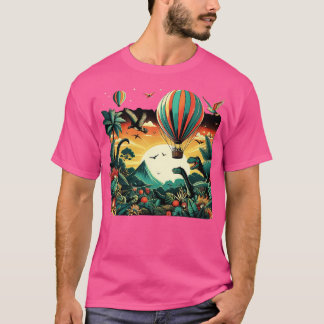air balloon flying over a vibrant forest with othe T-Shirt