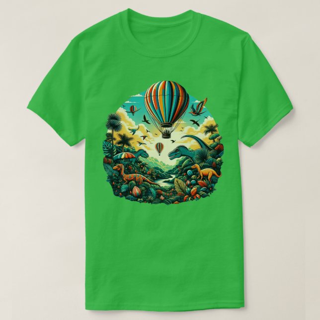 air balloon flying over a vibrant forest with othe T-Shirt (Design Front)