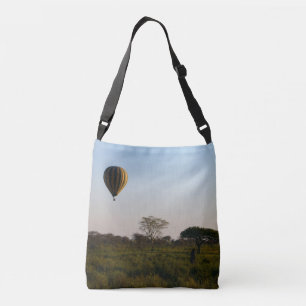Air balloon safari. Trees in national park, Africa Crossbody Bag
