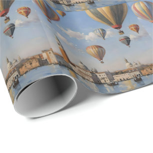 Air Ballooning Over Venice Oil Paint, Wrapping Paper