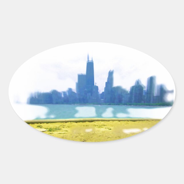 Air Brushed Chicago Oval Sticker (Front)