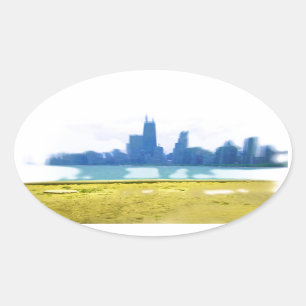 Air Brushed Chicago Oval Sticker