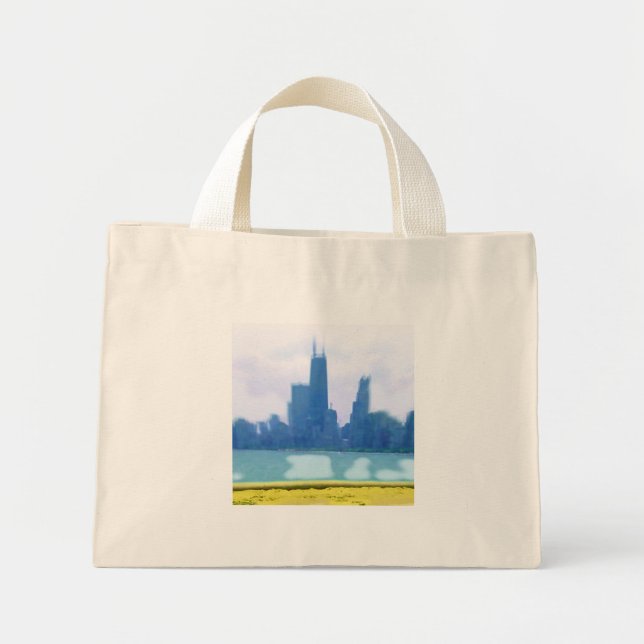 Air Brushed Chicago Skyscrapers Mini Tote Bag (Front)