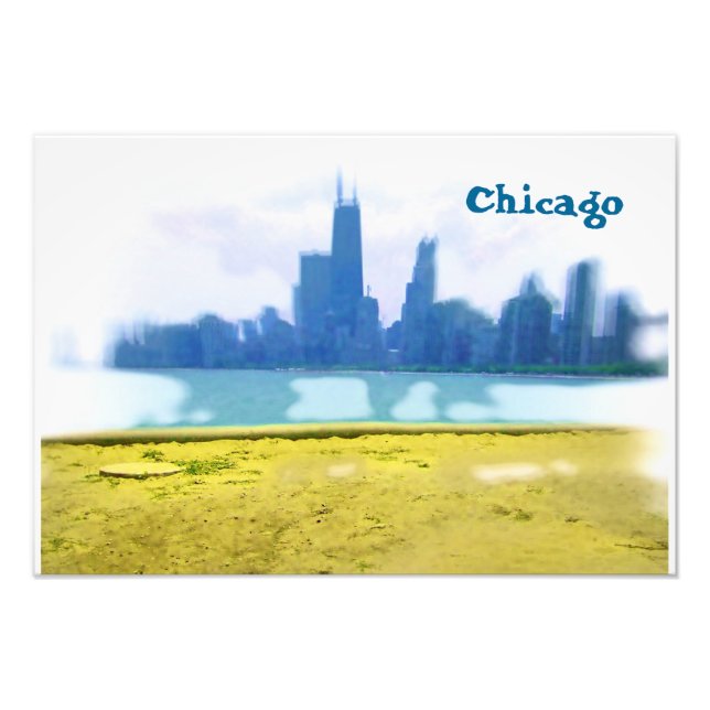Air Brushed Chicago Skyscrapers Photo Print (Front)