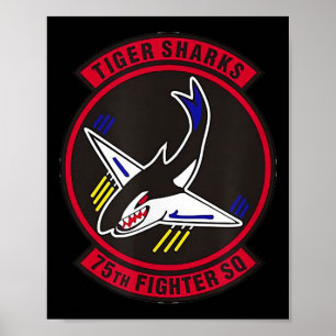 Air Ce 75th Fighter Squadron Insignia Tiger Sharks Poster
