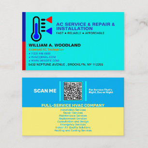 Air Conditioning AC Services Custom HVAC Company Business Card