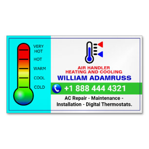 Air Conditioning Heating & Cooling Service, HVAC Magnetic Business Card