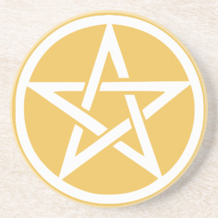 Air Element Pentacle Altar Tile - Yellow Coaster