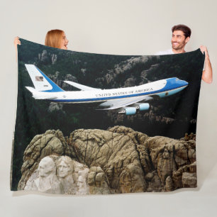 AIR FORCE 1 OVER Mt.  RUSHMORE Fleece Blanket