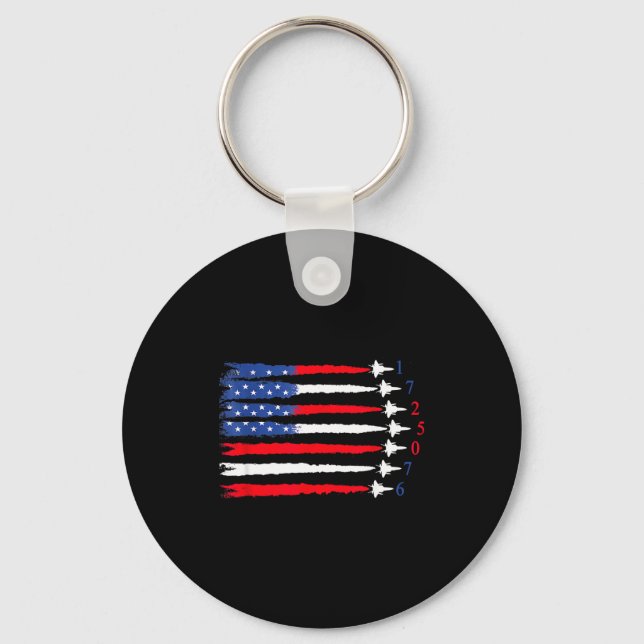 Air Force American Flag 4th Of July 2026 Funny Gif Key Ring (Front)