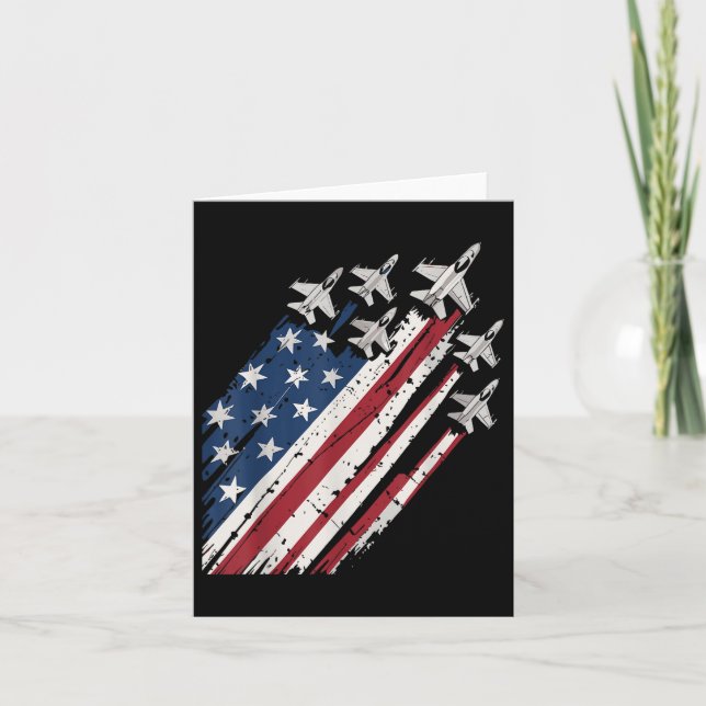 Air Force American Flag Patriotic Red White Blue 4 Card (Front)