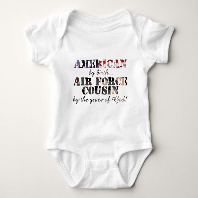 Air Force Cousin Grace of God Baby Bodysuit (Front)
