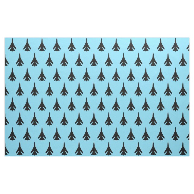 Air Force Fighter Jet Black Pattern on Sky Blue Fabric (Yard)