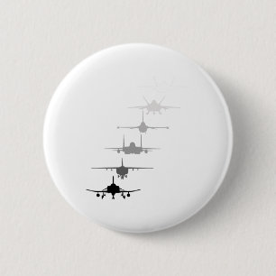 Air Force Fighter Jets F-4 F-111 F-15 F-16 F-22 F- 6 Cm Round Badge