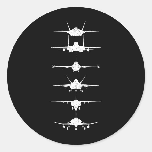Air Force Fighter Jets F-4 F-111 F-15 F-16 F-22 F- Classic Round Sticker (Front)