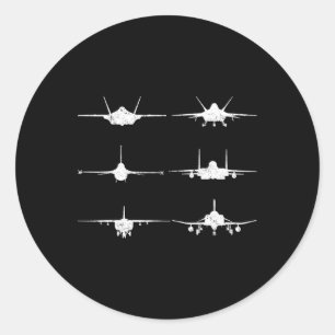 Air Force Fighter Jets F-4 F-111 F-15 F-16 F-22 F- Classic Round Sticker