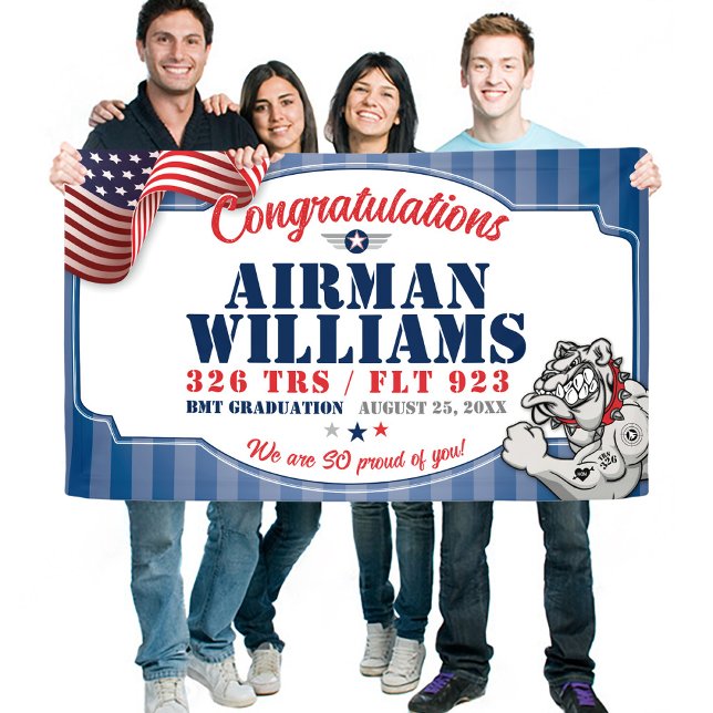 Air Force Graduation 326 TRS Bulldogs Mascot 3x5' Banner (326 TRS Bulldogs Mascot US Air Force BMT Basic Military Training Graduation Vinyl Banner, Proud Mom)