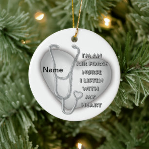 Air Force Nurse Grey Heart ornament