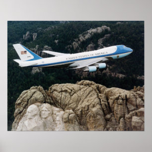 Air Force One over Mount Rushmore Poster