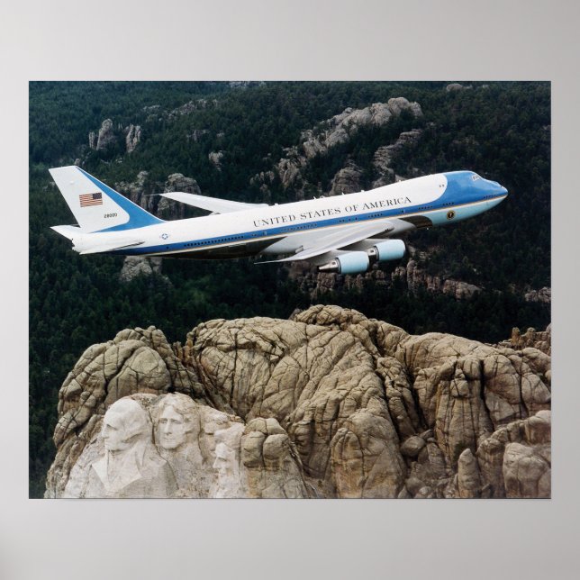 Air Force One Over Mount Rushmore Poster (Front)