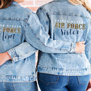 Air Force Sister Gift I Military Camouflage USAF Denim Jacket