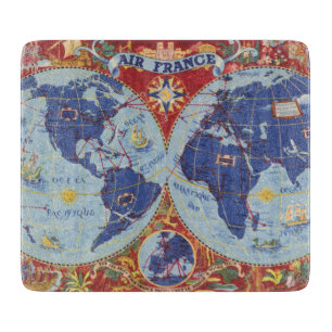 Air France Map of the World Cutting Board