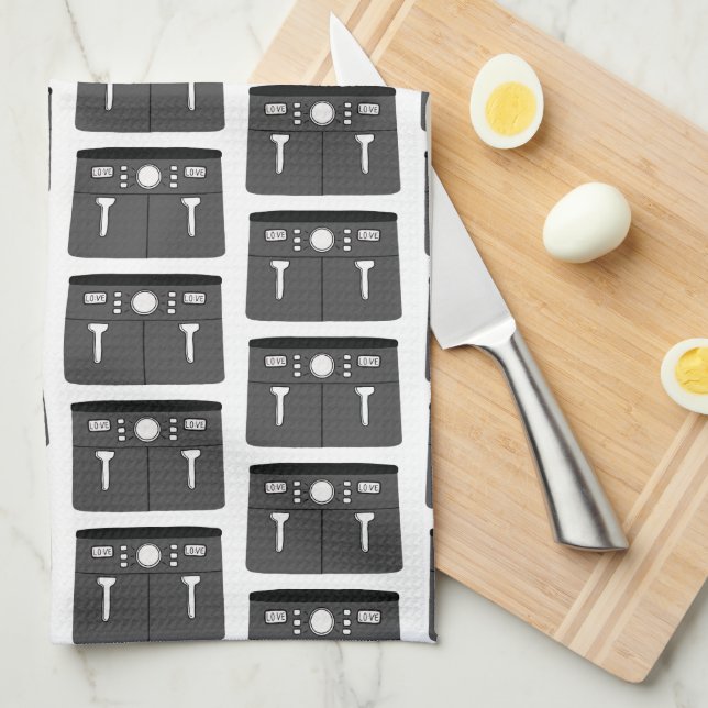 Air Fryer pattern Tea Towel (Quarter Fold)