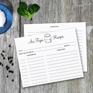 Air Fryer Simple Culinary Recipe Card