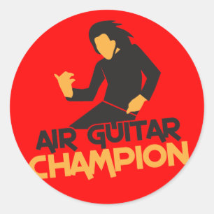 Air Guitar Champion design Classic Round Sticker