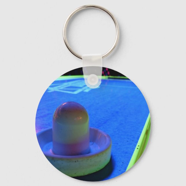 Air Hockey table and mallet with neon lighting Key Ring (Front)