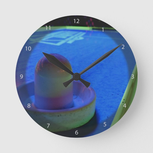 Air Hockey table and mallet with neon lighting Round Clock (Front)