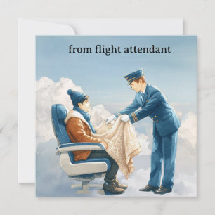 Air Hostess Flight attendance greeting Holiday Card