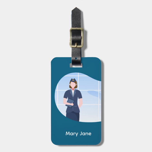 Air Hostess Flight Attendant  Luggage Tag (Front Vertical)