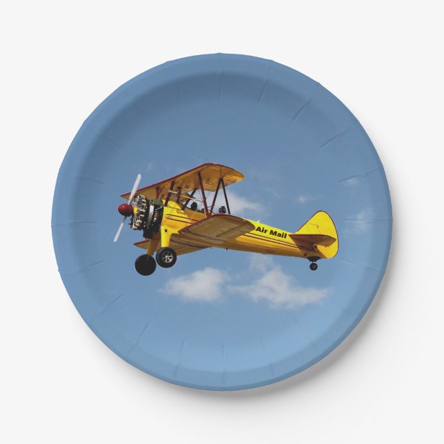 Air Mail Biplane Service Paper Plate (Front)