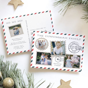 Air Mail Holiday Photo Collage Postcard White