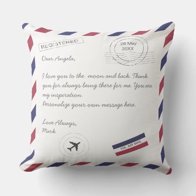 Air Mail Letter custom message Cushion (Front)
