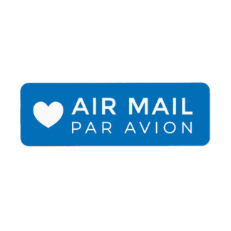 AIR MAIL PAR AVION ハート エアメールシール heart cute love ラベ Return Address Label