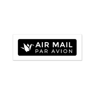AIR MAIL PAR AVION 折り鶴 鳥 エアメールスタンプ origami bird ラバ Rubber Stamp