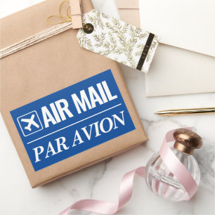 Air Mail / Par Avion big blue shipping stickers