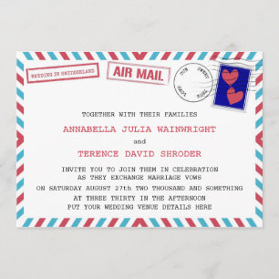 Air Mail Wedding In Switzerland Invitations