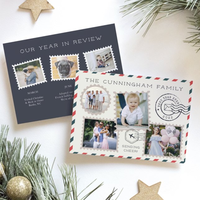 Air Mail | Year in Review Photo Collage Holiday Card (Creator Uploaded)