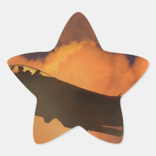 Air Plane Fighter Night Sky Moon Clouds Aircraft Star Sticker
